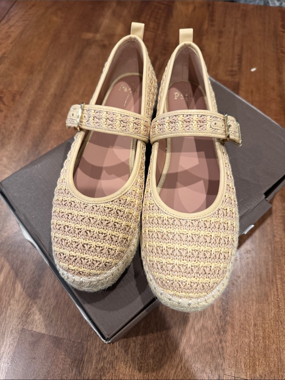 Paolo Cream Woven Mary Jane Espadrille Flats